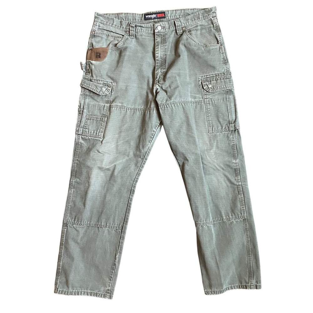 Wrangler Riggs Workwear Pants 38 31 Gray Ripstop Cotton Material Straight